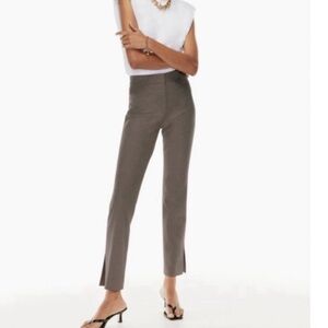 Aritzia Babaton Numero Mid-Rise Slim-Fit Trouser Pants Houndstooth Brown Black 4